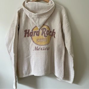 Vintage Hard Rock Cafe Mexico poncho pullover Baja rug hoodie
